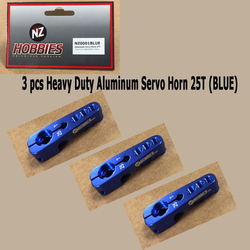 NZHOBBIES Aluminum Servo Horn 25T (Blue) Axial, Futaba & Savox Servos (3pcs)