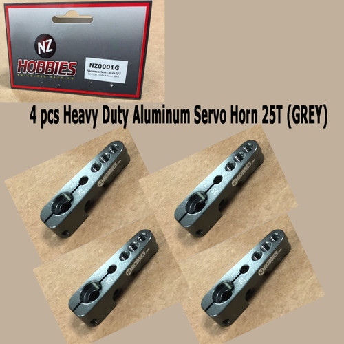 NZ HOBBIES Aluminum Servo Horn 25T (Grey) Axial, Futaba & Savox Servos (4pcs)