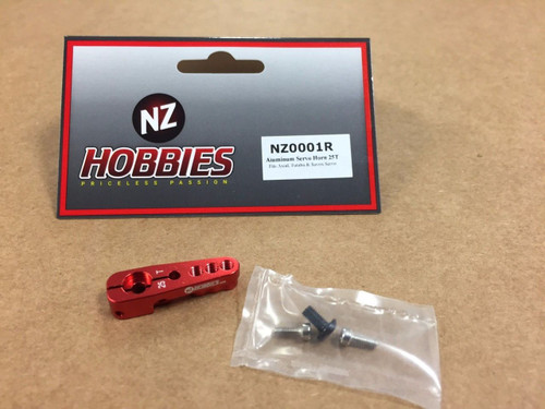 NZHOBBIES NZ0001R Aluminum Servo Horn 25T (Red) Axial, Futaba & Savox Servos