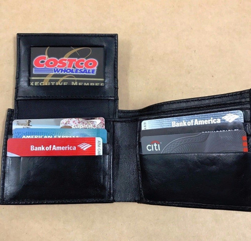 New Black Bifold/Trifold Wallet Genuine Leather Credit/ID Card Holder Slim Purse