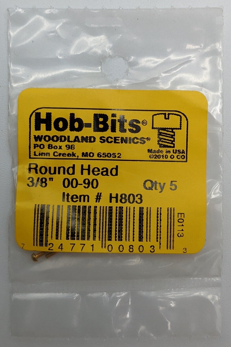 Woodland Scenics H803 Hob-Bits 00-90 3/8" Round Head Screws (Pack of 5)