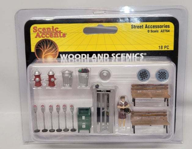 Woodland Scenics A2764 O Scale ScenicAccents Street Accessories (Set of 18)