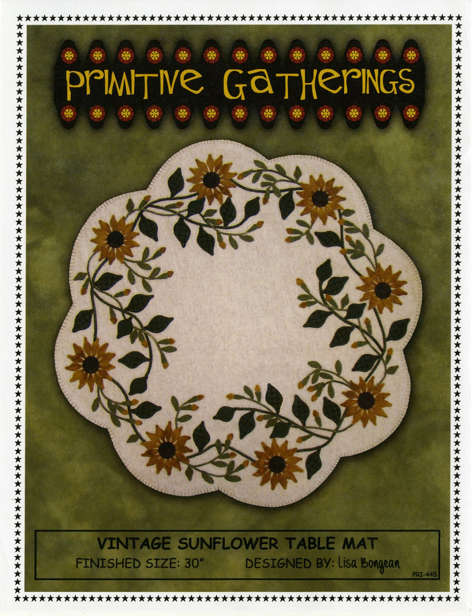 Vintage Sunflower Table Mat Pattern by Lisa Bongean/Primitive Gatherings