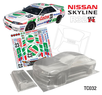 Team C Racing 1/10 Nissan R32 GTR Castrol Clear Body Set
