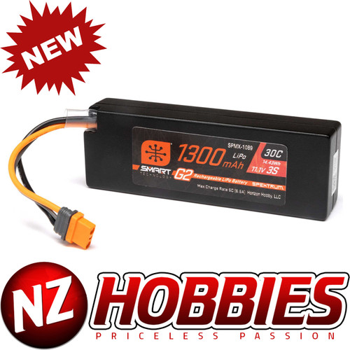 SPEKTRUM 11.1V 1300mAh 3S 30C Smart G2 LiPo Battery: IC2 # SPMX-1089