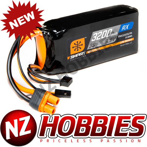SPEKTRUM 3200mAh 3S 9.9V Smart LiFe ECU Battery; IC3 # SPMX32003SLFRX
