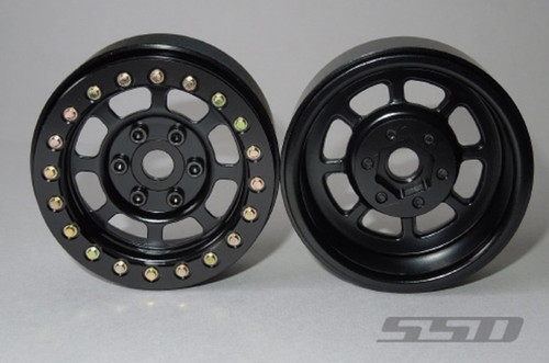 SSD RC SSD00076 Trail 1.9" Steel Beadlock Crawler Wheels (BLACK) (2)