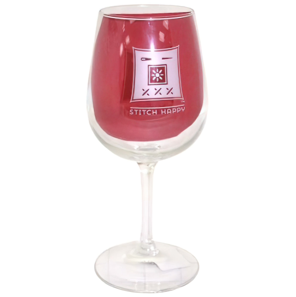 Who Gives a Stitch Wine Glass by Quilt Happy
