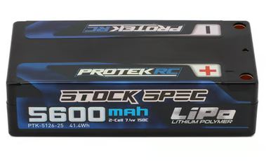 ProTek RC 2S 150C Low IR Si-Graphene "Stock Spec" Shorty LiPo Battery (7.4V/5600mAh) (ROAR Approved) PTK-5126-25