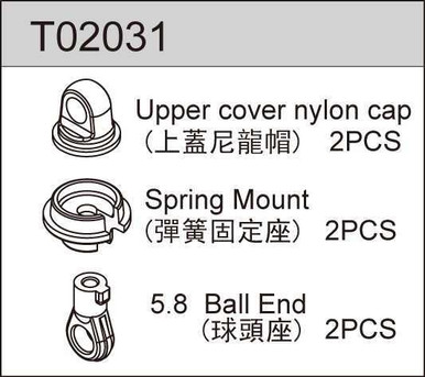 Team C Racing T02031 Plastic Shock End Tc02 Tc02c TC02T Tc02sc Tp02c TS2 TS2TE