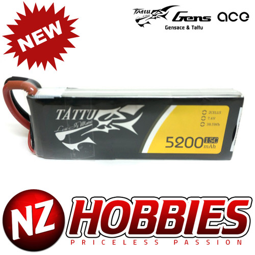 Tattu 5200mAh 7.4V 15C~30C 2S 1P Lipo Battery Pack with Deans plug