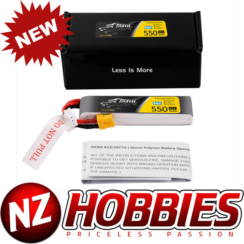 Tattu 550mAh 2S 7.6V HV 95C Lipo Battery Long Pack with XT30 Plug