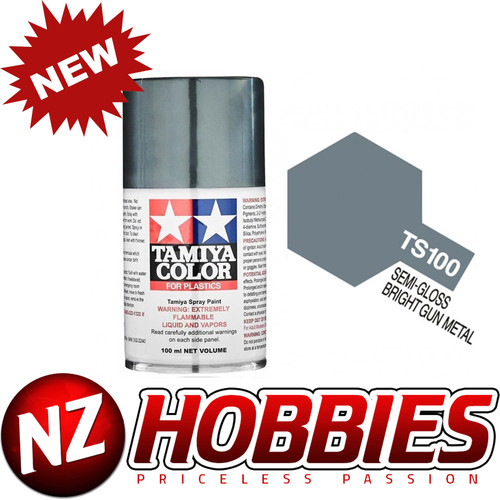 TAMIYA TAM85100 Spray Can TS-100 Semi-Gloss Bright Gun Metal 100ml