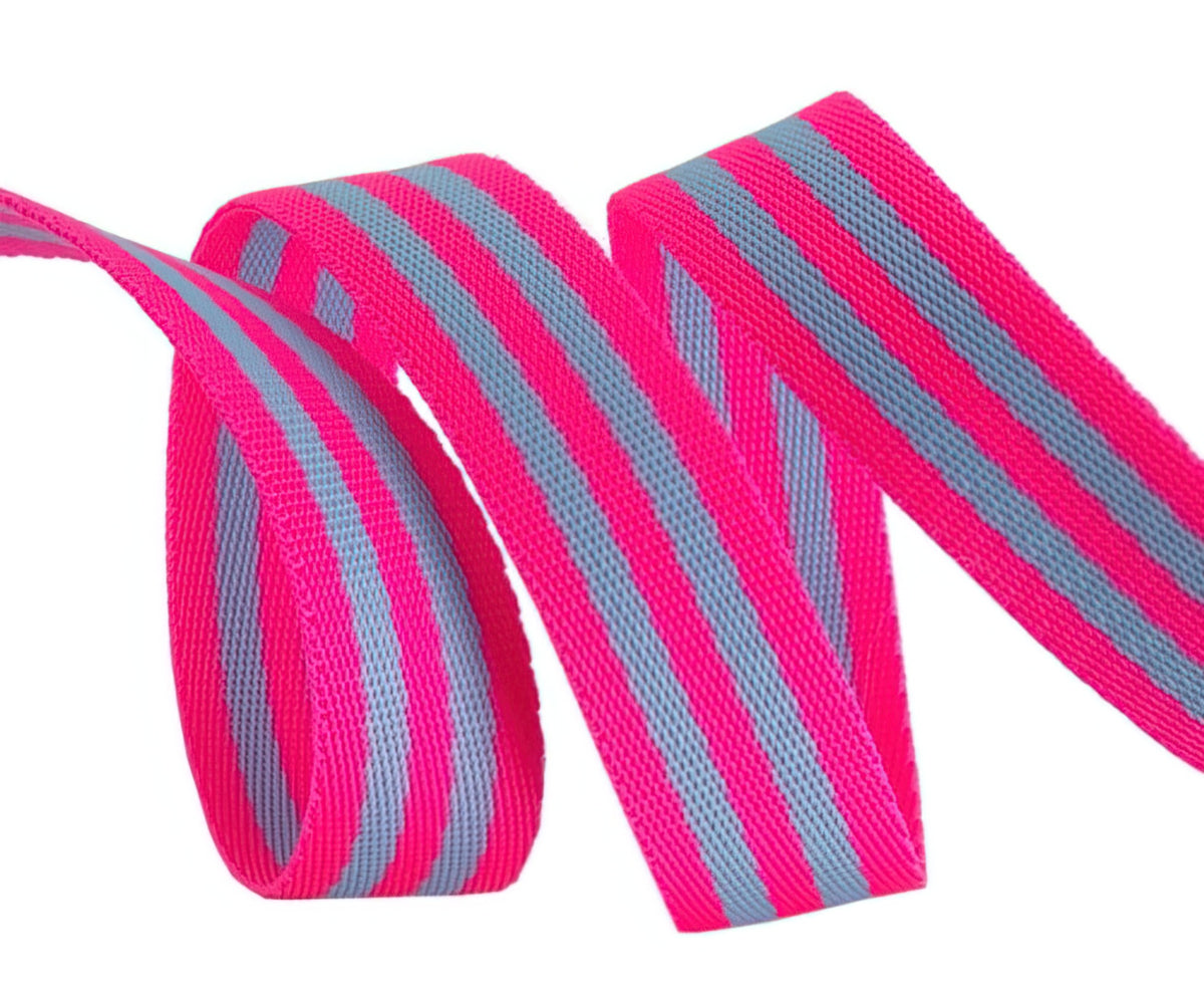 Tula Pink Webbing 2yd x 1in - Aqua and Hot Pink