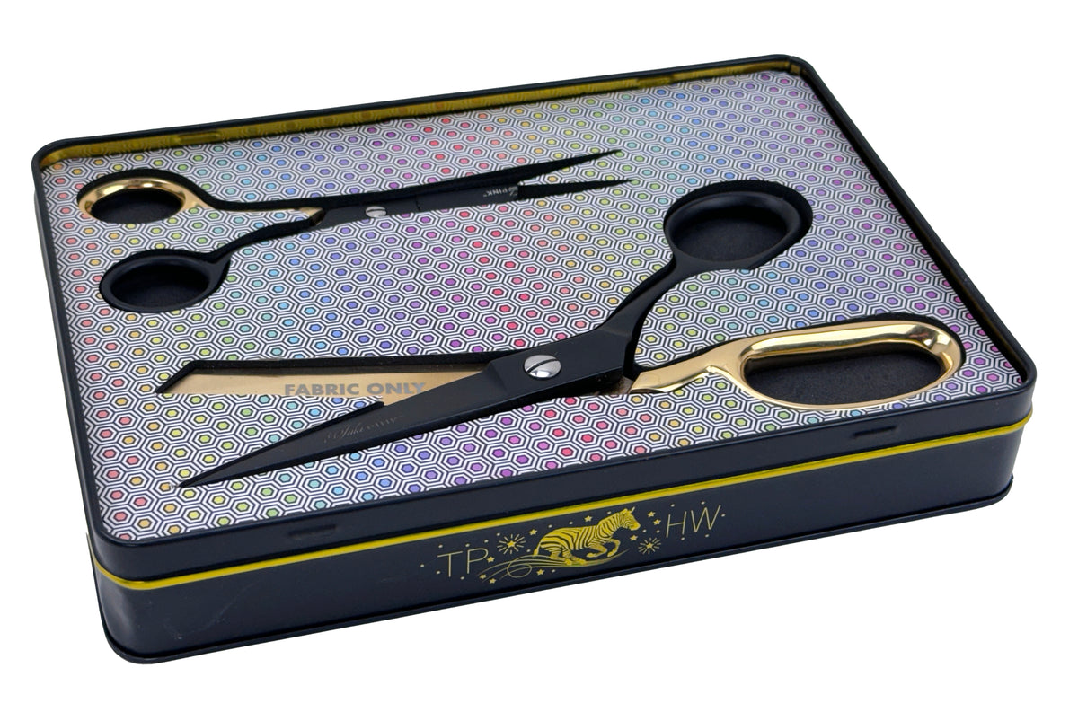 Tula Pink Limited Edition Black & Gold Scissor Tin