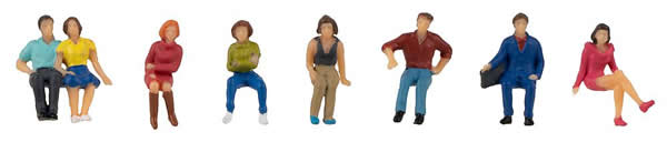 Faller 151618 HO Scale Seated Passengers -- Set 2 pkg(8)