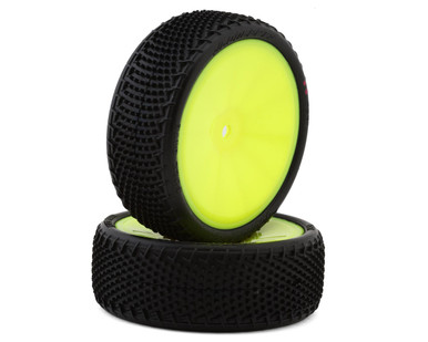JConcepts Fuzz Bite LP Wide 2.2" Pre-Mounted 2WD Front Buggy Carpet Tires (Pink) (Yellow) (2) w/12mm Hex JCO4061-201011