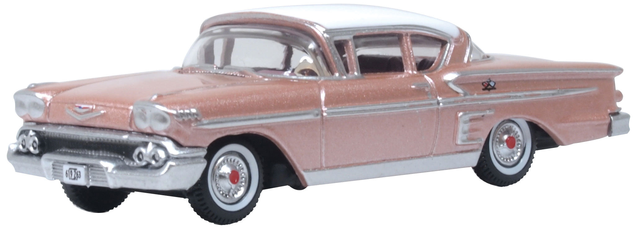 1958 Chevrolet Impala Sport Coupe - Assembled -- Metallic Cay Coral, Snowcrest White