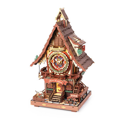 Robotime - Cuckoo Clock, Stained Wood, Mechanical 3D Wooden Puzzle ROELC901C