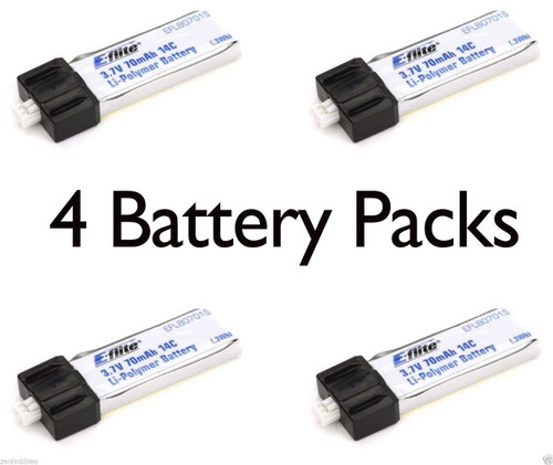E-Flite 4 pcs Blade Scout CX 70mAh 1S 3.7V 14C LiPo Battery # EFLB0701S