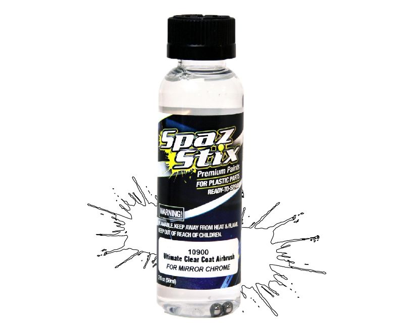 Spaz Stix ULTIMATE CLEAR COAT AIRBRUSH PAINT 2OZ - FOR MIRROR CHROME SZX10900 (10900)