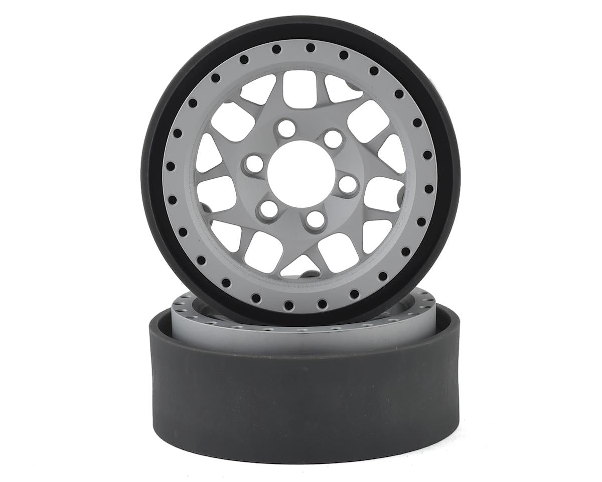 Aluminum KMC XD127 Bully Silver Beadlock Wheels for 1/10 Rock Crawler (2) (VPS07711)