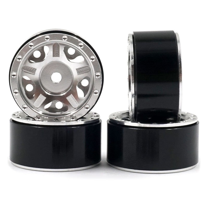 Yeah Racing Aluminum CNC 5 Spoke Beadlock Rim 4Pcs For Axial SCX24 (Silver) (WL-0143SV)