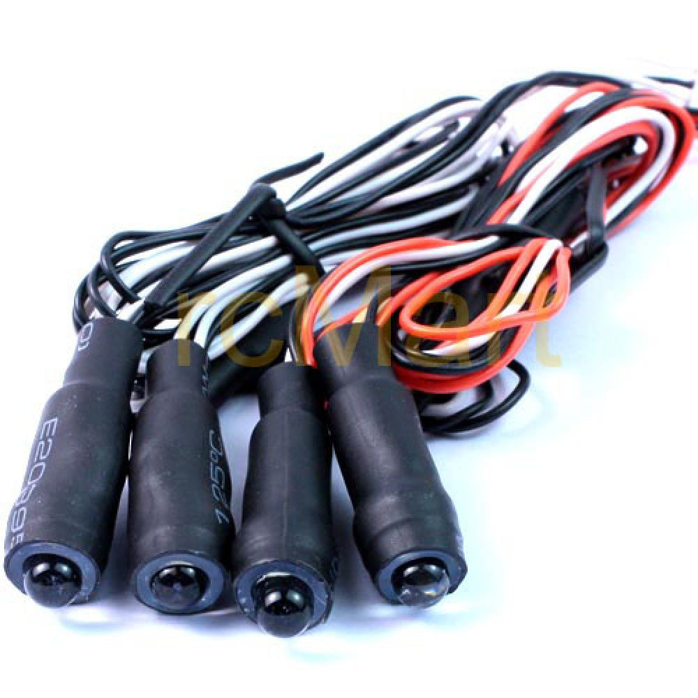 Yeah Racing Angeleyes Front and Rear LED Light Cable 2 Set (WT/RD) YR Plug) (LK-0026WT/RD)